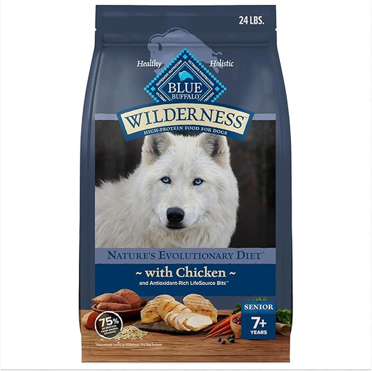 Blue Buffalo Wilderness Senior High Protein Dry Dog Food Wholesome Grains with Ingredients Chicken