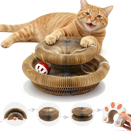 SEPAZON Kitty Cat Toy, Magic Organ Accordion Cat Scratcher for Indoor Cats, Interactive Cat Scratching Board, Scratch Pad with Bell Ball Toys for Exercise Anxiety Relief