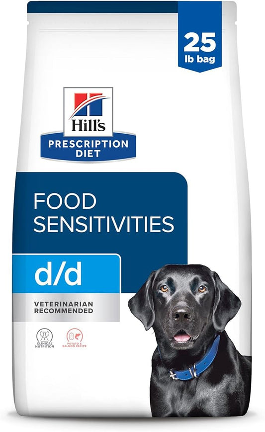 Hill's Prescription Diet d/d Skin/Food Sensitivities Grain Free Potato & Salmon Flavor Dry Dog Food, Veterinary Diet, 25 lb. Bag