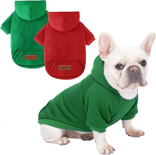 2 Pack Dog Hoodie Warm Hood Dog Sweater Cold Weather Small Dogs Sweatshirt Comfort Pet Clothes for Small Medium Dogs with Pockets Cats Chihuahua Clothes for Male Female Girl Boy Sporty Daily Wear