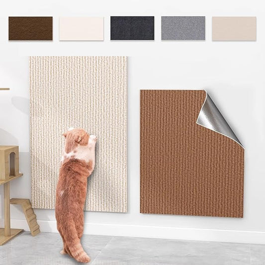 Adhesive Cat Scratcher Mat, Cat Scratching Post DIY Climbing Carpet, Trimmable Cat Scratch Furniture Protector Pad for Wall Couch