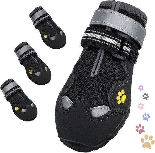 Dog Shoes for Large Medium Small Dog, Mesh Breathable Dog Shoes for Hot Pavement, Anti-Slip Dogs Boots Paw Protectors with Reflective for Outdoor Walking Indoor Hardfloors (Size 6)