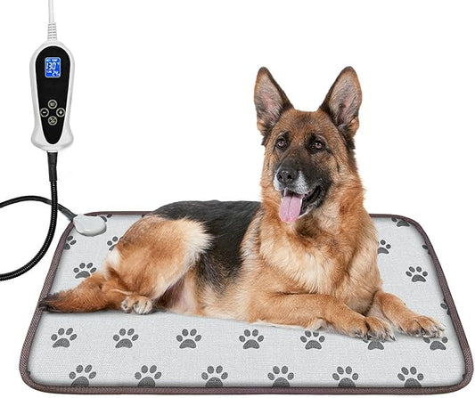 Bestio Large Dog Heating Pad 34x21 in Waterproof Heated Dog Bed with Constant Heat & Auto Modes, MET&UL Certified Electric Pet Heating Pad for DogsChew-Resistant Steel Cable - Paw
