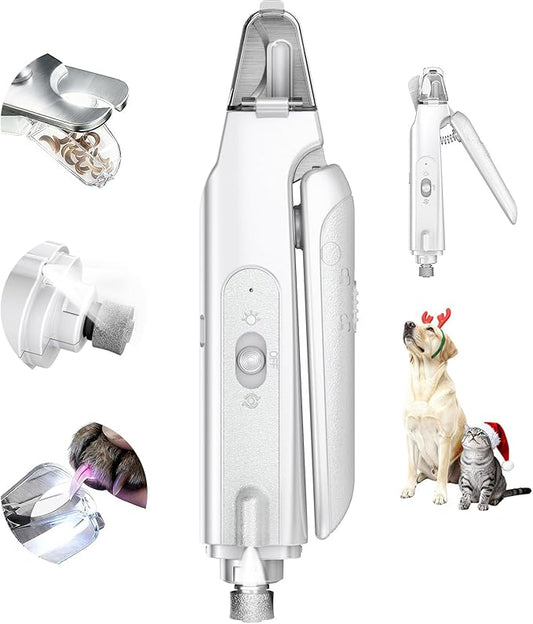 2-in-1 Cat Nail Clippers & Dog Nail Clippers Trimmers for Large Medium Small Dogs Cats Claw Trimmer Quick Sensor and Safety Guard USB Rechargeable with 2 LED Lights Dogs Nail Trimmer