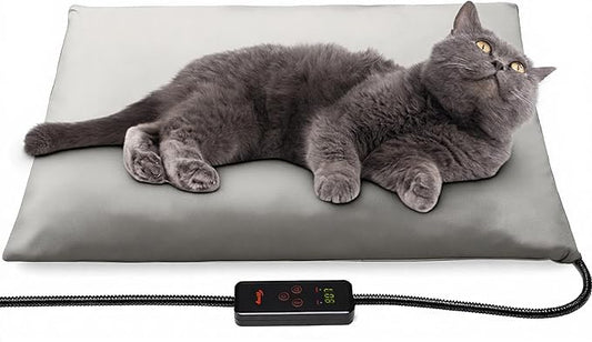 Toozey Small Pet Heating Pad, 6 Adjustable Temperature Dog Cat Heating Pad with Timer, Waterproof Heated Cat Bed with Chew Resistant Cord, Indoor Electric Pet Heated Mat 18x16in