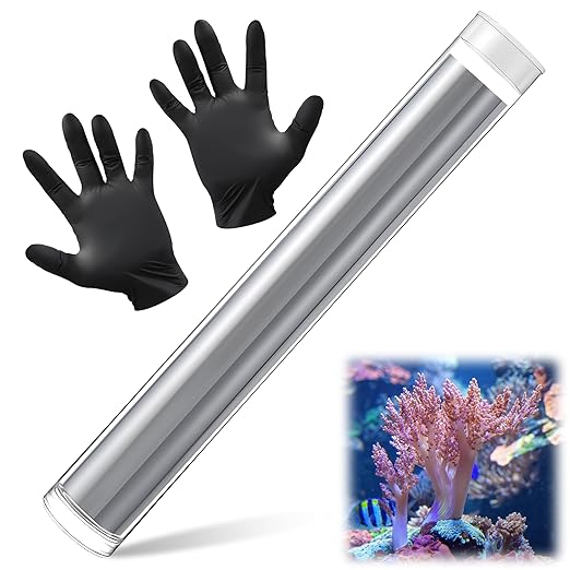 4 Ounce Epoxy Putty with Gloves, Marine Reef Live Rock Coral Putty, Fish Safe Aquarium Glue, Grey Reef Safe Epoxy Stick or Plants Moss, Coral, Stone, Wood Aquascaping, Quick Drying (1pack)