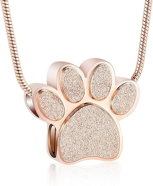 zeqingjw Pet Cremation Jewelry for Ashes Pendant Paw Print Pet Heart Urn Necklace Memorial Keepsake Jewelry for Pet/Dog's/Cat's Ashes