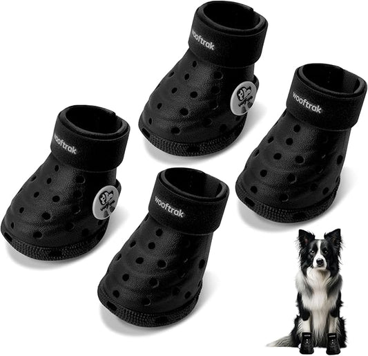 Dog Shoes Breathable Dog Shoe for Hot Pavement, Dog Booties and Paw Protectors, Non-Slip Waterproof Dog Sandals Boots (Black, L: (3.1?™’x2.5'')(L*W))