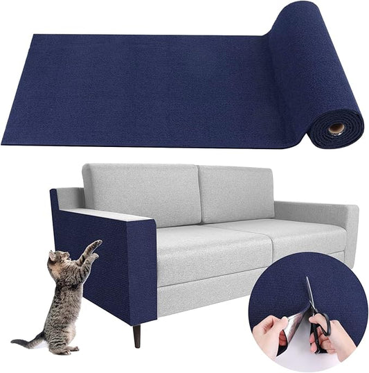 Climbing Cat Scratcher Mat Trimmable Cat Scratching Post Carpet 78.7?™’x15.8?™â€?Self Adhesive Carpet Mat Pad Replacement for Cat Tree Shelves Post Couch Wall Furniture Steps DIY Protector (Dark Blue)