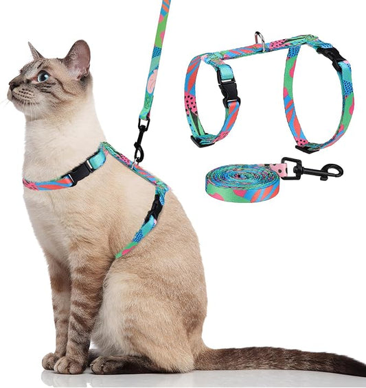 PAWCHIE Cat Harness and Leash Set, Cats Escape Proof-Adjustable Kitten Harness Lightweight Soft Outdoor Walking Travel Pet Safe Harness, Puppy Harness for Girl Cats Bunny Rabbit Small Dog, Green M