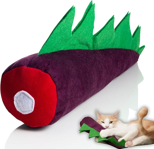 Large Cat Toy Dino, Catnip Matatabi Silvervine Filled Help Relief Stress Interactive Indoor Cat Kicker with Bell and Smell (Purple)