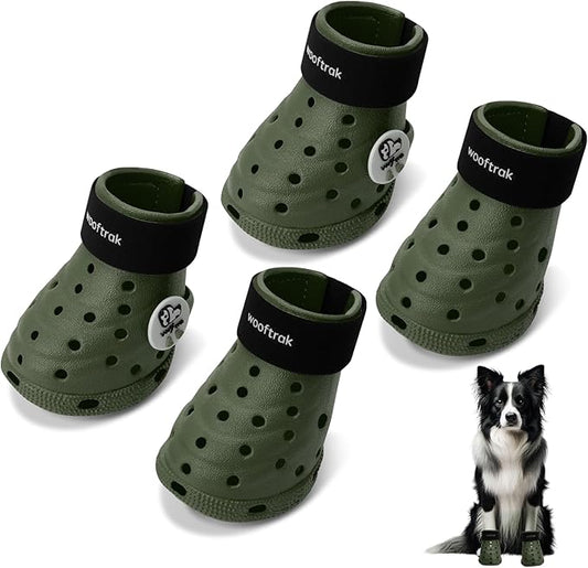 Dog Shoes Breathable Dog Shoe for Hot Pavement, Dog Booties and Paw Protectors, Non-Slip Waterproof Dog Sandals Boots (Green+Black, S: (2.3?™’x1.8'')(L*W))