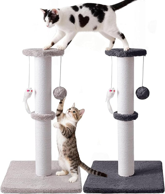 2 Pack Cat Scratching Post, Heavy Duty and Thicker Cat Scratching Post, Sisal Rope with Hanging Ball and Mice Scratching Post for Indoor Cats and Adult