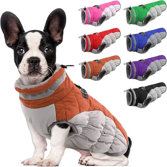 Lelepet Warm Dog Winter Coat Cold Weather Jacket Windproof Reflective Turtleneck Vest with Plush Neckline D-Ring for Leash Thick Fleece Lining Jacket Pet Apparel for Small Medium Large Dogs(X-Small)