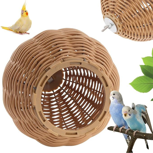 VTurboWay Rattan Bird Nest Chew Resistant Nest House Parrot Egg Laying and Breeding Nest for Bird Parrot Cockatiel Budgie Parakeet Finch Canary