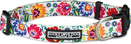 Lucky Love Dog - Adjustable Dog Collar with Easy Click Buckle for Small to Large Ones, Durable, & Comfortable for Male & Female Dogs, Pet Collar for Puppies & Adult Dogs - Ladybird, Large