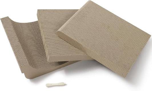 Necoichi Cardboard Cat Scratcher Wall for Indoor Cats - Cat Scratching Board, Cat Scratch Pad Lounger with Reversible Usability and Extra Comfort for Lounge, Curved (Dark Cherry, Replacement Large)