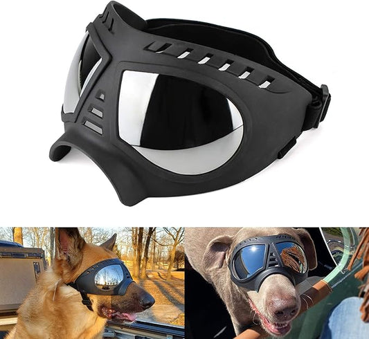 Namsan Dog Goggles for Large Dogs, Wide Snout & Soft Frame, Tactical Driving Sunglasses for Dogs Medium to Large Breed, Anti-UV Dog Eye Protection, Windproof Dustproof, Adjustable, Black