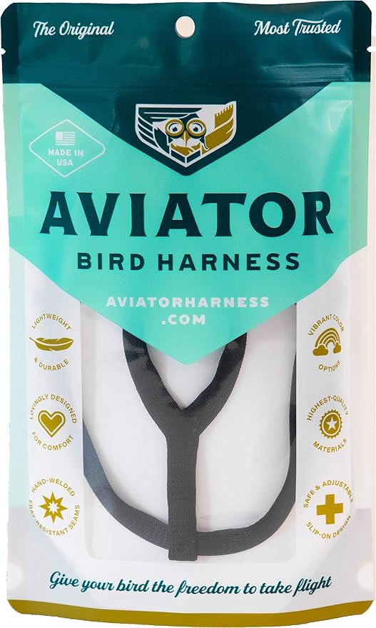 The AVIATOR Pet Bird Harness and Leash: Petite Black