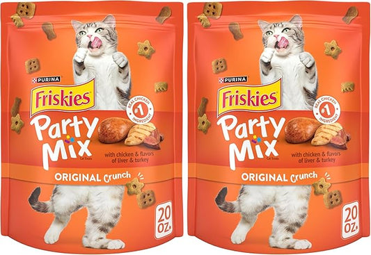 Friskies Purina Cat Treats, Party Mix Original Crunch - 20 oz. Pouch (Pack of 2)