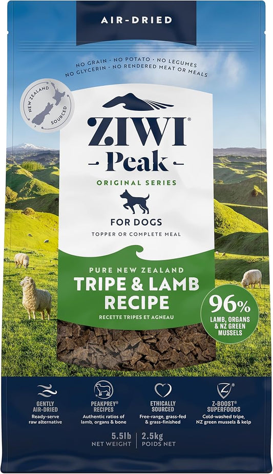 ZIWI Peak Air-Dried Dog Food ??Tripe & Lamb - All Natural, High Protein, Grain Free, Limited Ingredient w/ Superfoods (88oz)