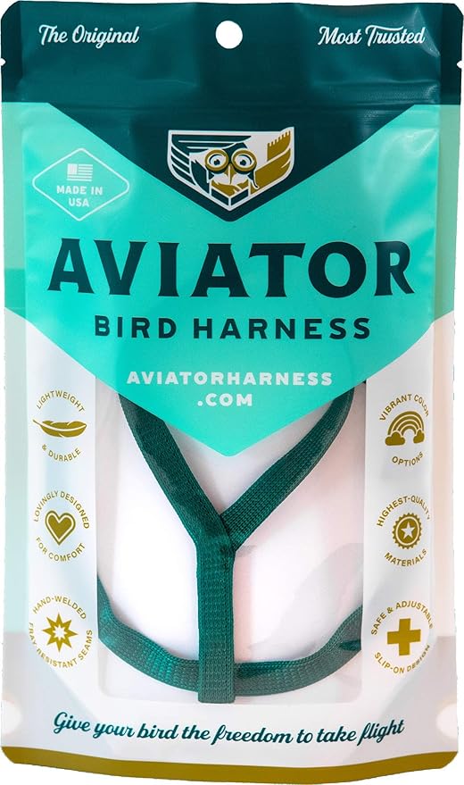 The AVIATOR Pet Bird Harness and Leash: Mini Green