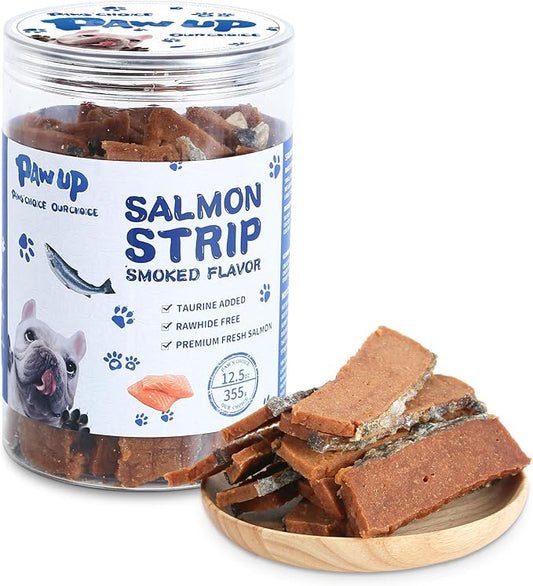 Salmon Fillet Dog Treats, Salmon Jerky with Fish Skin, Healthy High Protein Snacks, Natural Omega 3-6, Low in Fat with Taurine,12.5oz (Smoked Flavor)