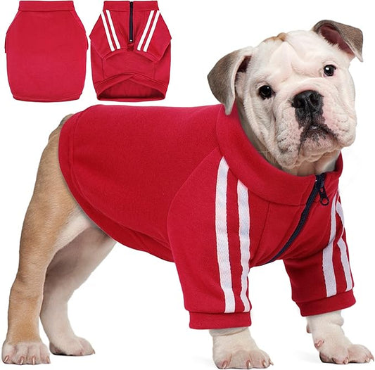 PUMYPOREITY Bulldog Breed Apparel, Dog Hoodie for Big Chest Dogs, for English Bulldogs Frenchies Pitbulls,Comfortable Sweatshirt for Spring/Fall Walks, Red, L