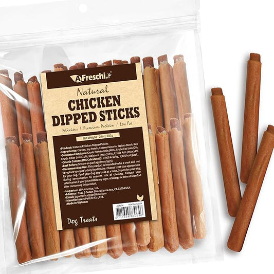 AFreschi Natural Chicken Dipped Sticks 24 oz, All Natural, Grain-Free, High-Protein, Healthy & Easily Digestible, Soft Texture