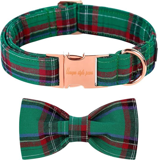 Unique style paws Dog Collar with Bow Tie Christmas Dog Collar for Small Medium Large Dogs with Adjustable Metal Buckle -M