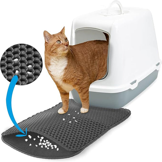 XS Cat Litter Mat Gray 14.5"x11.5" - Washable Kitty Litter Catcher for Small Spaces ??Non-Slip, Waterproof Cat Litter Trapping Mat ??Compact Litter Box Rug for Tiny Rooms ??Inovida Pet Litter Mat