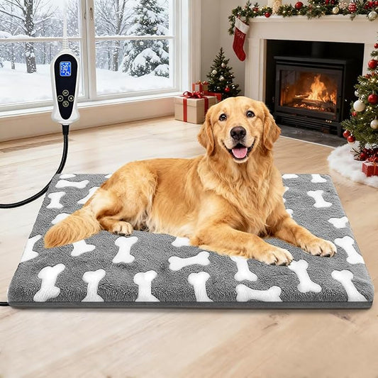 Bestio Extra Large Dog Heating Pad,47x30 in Heated Dog Bed with Constant Heat & Auto Modes，MET&UL Certified Pet Heating Pad with Soothing Warmth,Chew-Resistant Cord,Waterproof Washable Cover-Gray