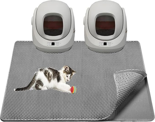 Cat Litter Mat,45"x32" Extra Large Cat Litter Box Mat,Honeycomb Double Layer Kitty Litter Trapping Mat,Soft EVA Material,Urine & Waterproof,Scatter Control,Easy Clean,Washable