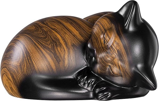 Pet Urns,Sleeping Resin Cremation Cat Urn, Cat Urns for Ashes, Small Animal Urn （Brown）…