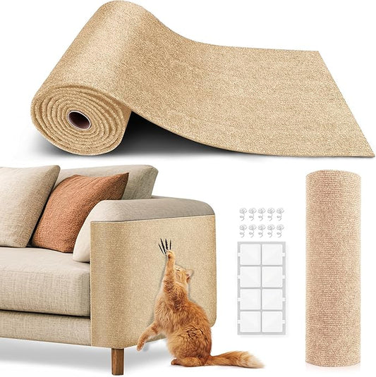 Cat Scratch Furniture Protector, Trimmable Self-Adhesive Carpet, DIY Climb Cat Scratcher Mat for Covering Cat Tower and Couch Protector from Cat Claws