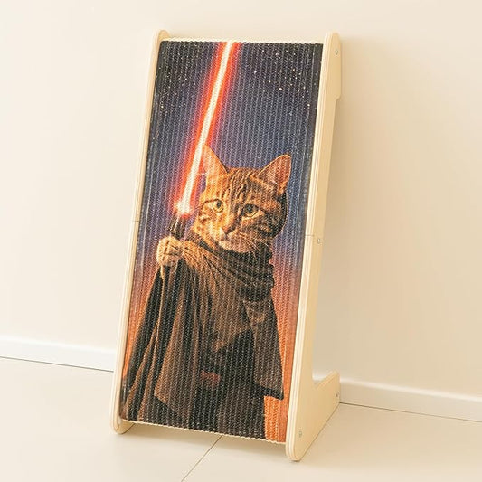 PETKARAY L Shaped Cat Scratcher, Sisal Kitten Scratching Ramp, 25.2" Vertical Scratch Pad for Indoor Cats, Furniture Protector with Catnip, Starwar