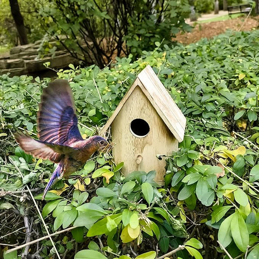YCHTEWY-DIY Wooden Bird House,Wild Bird Feeder, Hanging Birdhouse Attract Birds & Beautify Your Yard! (Cream, C)