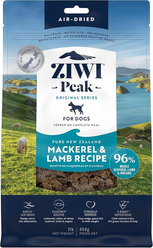 ZIWI Peak Air-Dried Dog Food ??Mackerel & Lamb - All Natural, High Protein, Grain Free, Limited Ingredient w/ Superfoods (16oz)