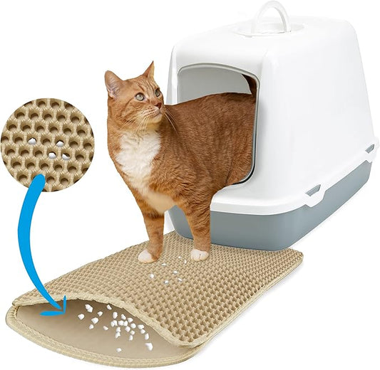 XS Cat Litter Mat Beige 14.5"x11.5" - Washable Kitty Litter Catcher for Small Spaces ??Non-Slip, Waterproof Cat Litter Trapping Mat ??Compact Litter Box Rug for Tiny Rooms ??Inovida Pet Litter Mat