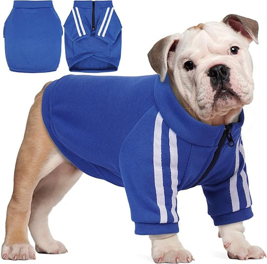 PUMYPOREITY Bulldog Breed Apparel, Dog Hoodie for Big Chest Dogs, for English Bulldogs Frenchies Pitbulls,Comfortable Sweatshirt for Spring/Fall Walks, Blue, 2XL