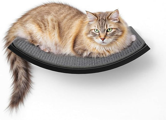 Wall Mounted Curved Cat Hammock with Grey Sisal Pad ??Scratch-Friendly Cat Nest Perch for Wall ??Large Floating Bed for Indoor Cats