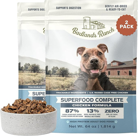 by Katherine Heigl- Superfood Complete, Air-Dried Adult Dog Food - High Protein, Zero Fillers, Superfood Nutrition (64 Ounce (Pack of 2), Chicken)