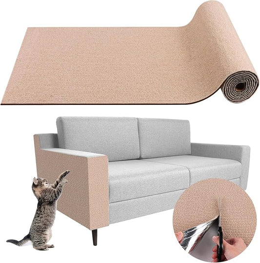 Climbing Cat Scratcher Mat Trimmable Cat Scratching Post Carpet 78.7?™’x15.8?™â€?Self Adhesive Carpet Mat Pad Replacement for Cat Tree Shelves Post Couch Wall Furniture Steps DIY Protector (Beige)