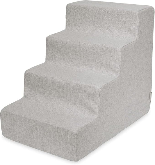 Best Pet Supplies Dog Stairs & Steps - Foam Steps for Small Dogs & Cats, Non-Slip Indoor Balanced Pet Step Support, Dog Ramp, No Assembly, Sand, 4-Step (18-inch Height)
