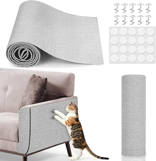 78.7"x15.8" Cat Scratch Mat,Adhesive Cat Scratch Pad for Furniture,DIY Cats Scratch Furniture Protector for Furniture,Sofa,Couch,Covering Cat Scratching Post Replacement Pads,Light Grey