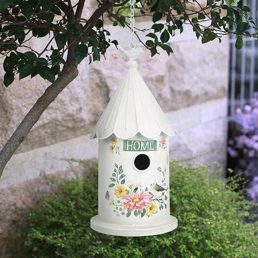 Metal Hanging Birdhouses for Outdoors Bird Houses for Outside Unique Bird Nest for Bluebird Wren Chickadee Sparrow Bird Nest Box for Garden Patio