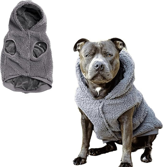 Spark Paws Teddy Dog Sweater, Sherpa Jacket Vest with Warm Fleece Lining, Winter Coat Suitable for Small Medium Large XL XXL Breeds - Grey - 3XL