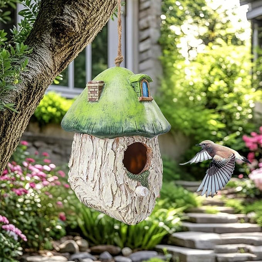 Yinns Bird House for Outside, Birdhouses for Outdoors Nesting, Decorative Resin Bird Houses for Yard Garden Decor, Water Proof