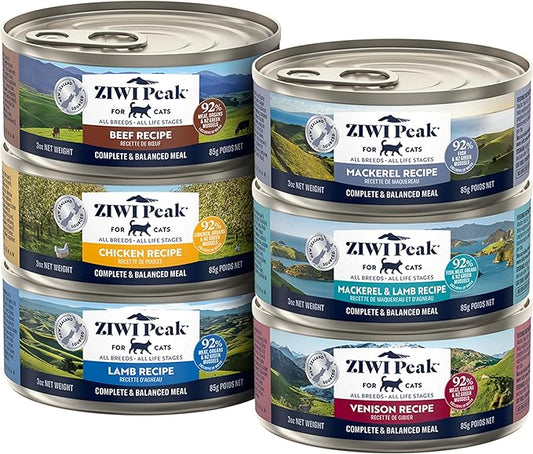 ZIWI Peak Wet Cat Food Variety Pack - Beef, Chicken, Lamb, Mackerel & Lamb, Mackerel, Venison, 6 Pack (3oz Each)