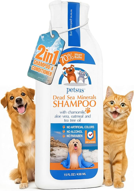 Oatmeal Dog & Cat Shampoo and Conditioner ??Hypoallergenic Wash for Sensitive & Itchy Skin ??Natural Detangler and Deshedding Formula with Aloe Vera & Tea Tree Oil ??15 fl oz